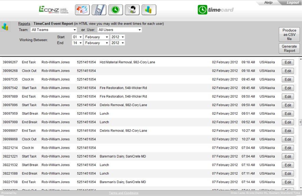 Econz Mobile Timecard GPS Tracking Software for Construction Industry